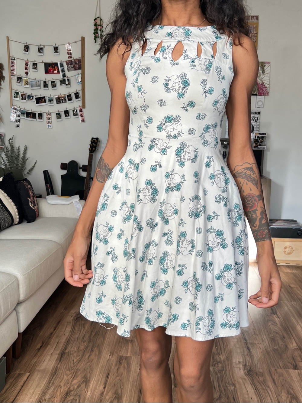 Hot Topic Floral Skull Pin-Up Dress